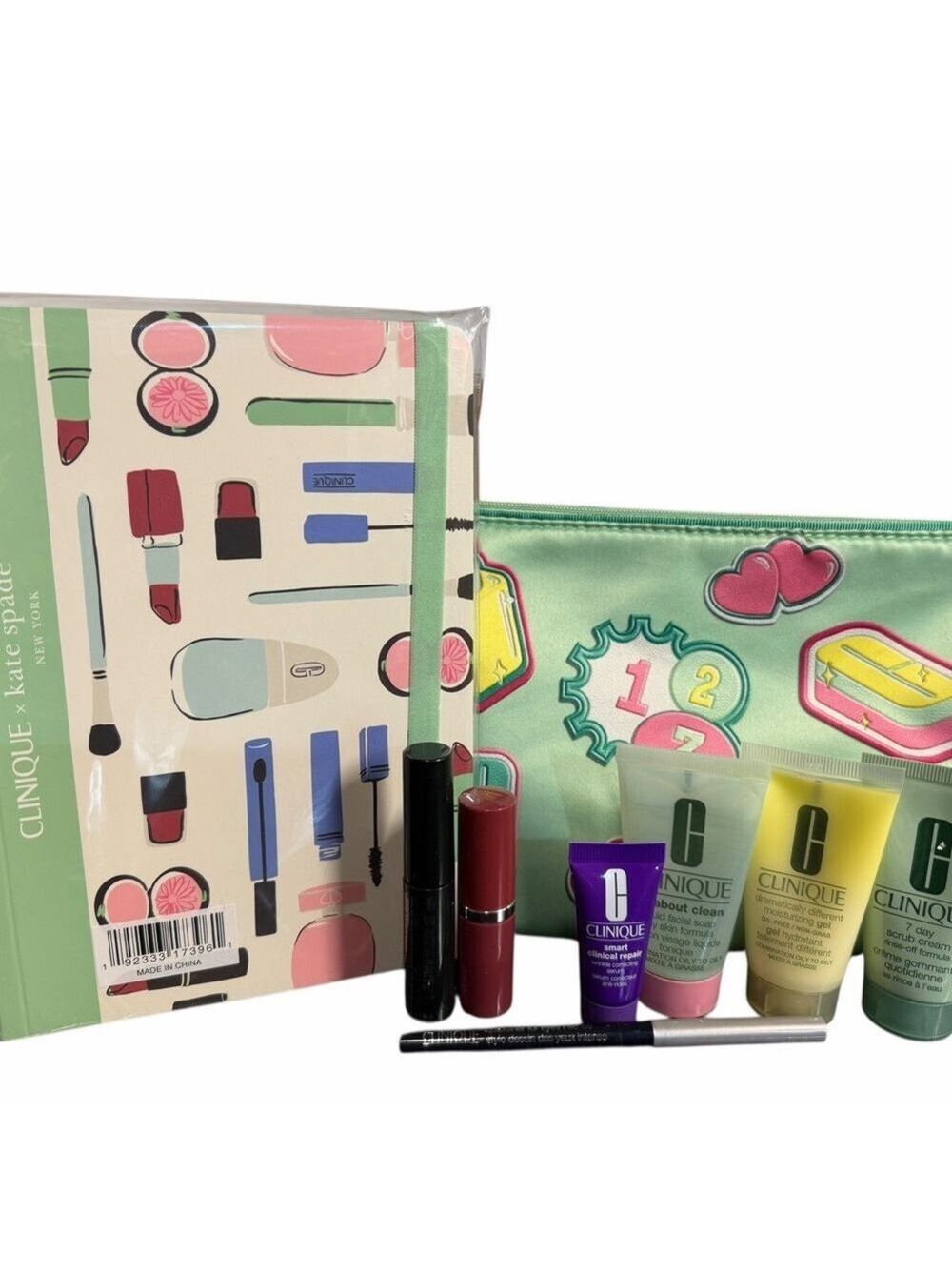 Clinique Set: Includes Kate Spade Notebook. Travel Skincare & Makeup